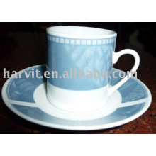 Plain white porcelain decoration cup and saucer